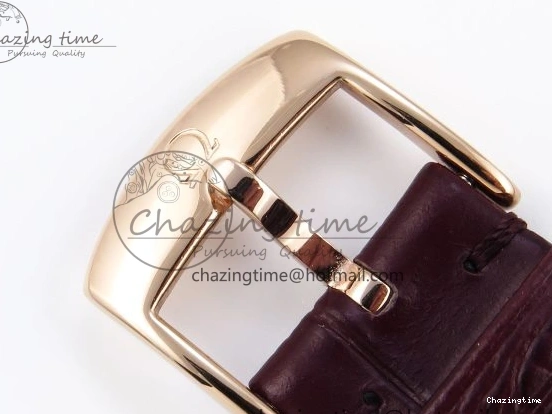 0203 Modern De Ville Date RG MKF 1:1 Best Edition White Textured Dial Roman Marker on Brown Leather Strap A 7752